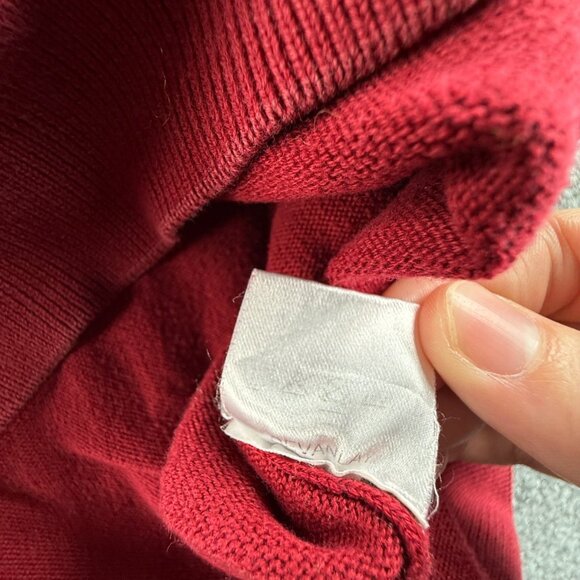 Lacoste Sweater Men Red V Neck Croc Logo Large Pullover Cotton Preppy Tennis - Picture 11 of 12